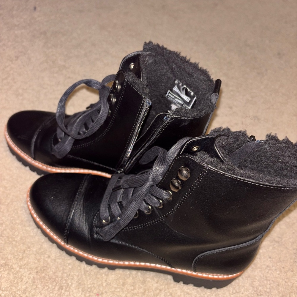 Black Lace-Up Ankle Boots
